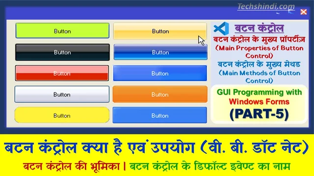 बटन कंट्रोल क्या है एवं उपयोग | बटन कंट्रोल की भूमिका | वी. बी. डॉट नेट के बटन कंट्रोल | बटन कंट्रोल - वी. बी. डॉट नेट | Button Control In Vb.Net In Hindi