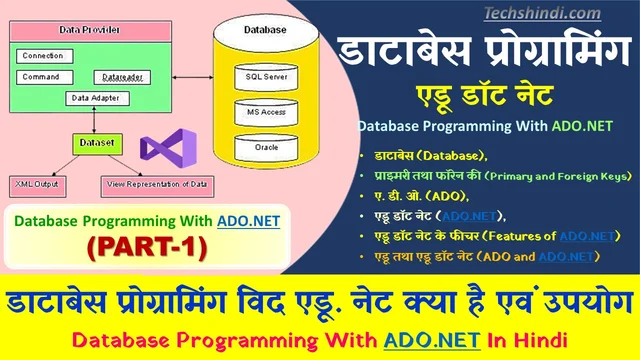 डाटाबेस प्रोग्रामिंग विद एडू. नेटपार्ट-1 | डाटा बेस प्रोग्रामिंग क्या है? एवं उपयोग | एडीओ का परिचय ADO.NET | Database Programming With ADO.NET In Hindi