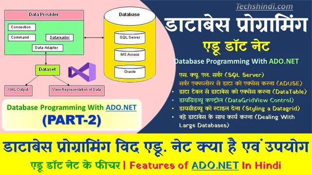 डाटाबेस प्रोग्रामिंग विद एडू. नेटपार्ट-2 | डाटा बेस प्रोग्रामिंग क्या है? | एडीओ ADO.NET का परिचय | Database Programming With ADO.NET In Hindi